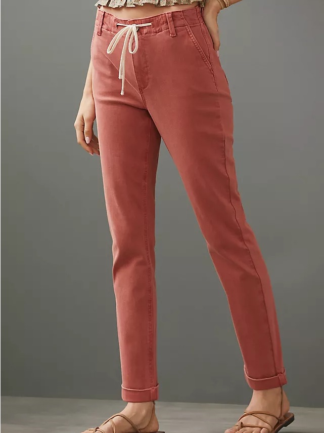 Paige Christy Drawstring Slim Utility Pants Vintage Muted Clay Size 27 Euc